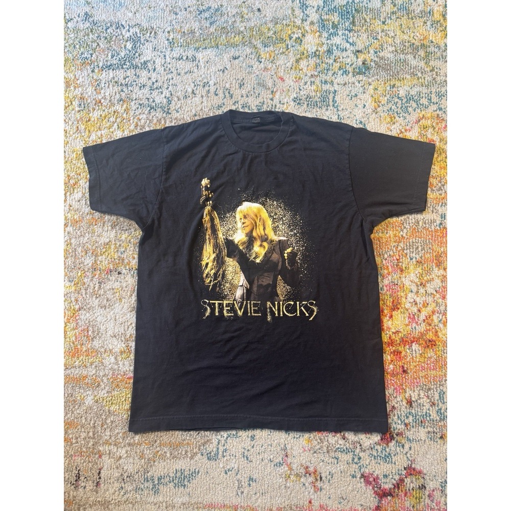 Stevie Nicks 2016 24 Karat Gold Tour Double Sided Black T-shirt L